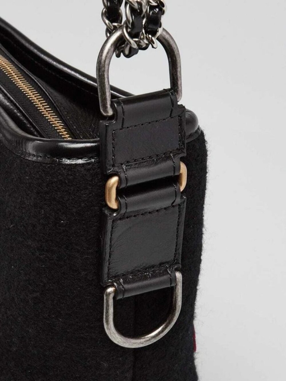 Chanel Black Wool/Leather Paris-Hamburg Medium Gabrielle Hobo Bag - Picture 5 of 10